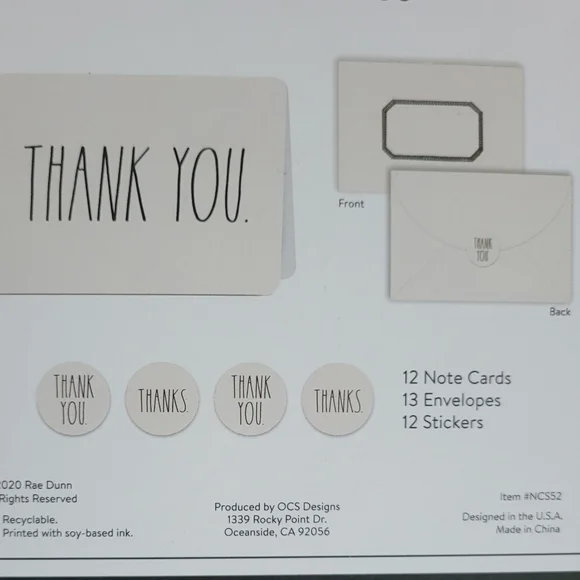 Rae Dunn Thank You Card Sticker Pen Set NEW - Picture 4 of 7